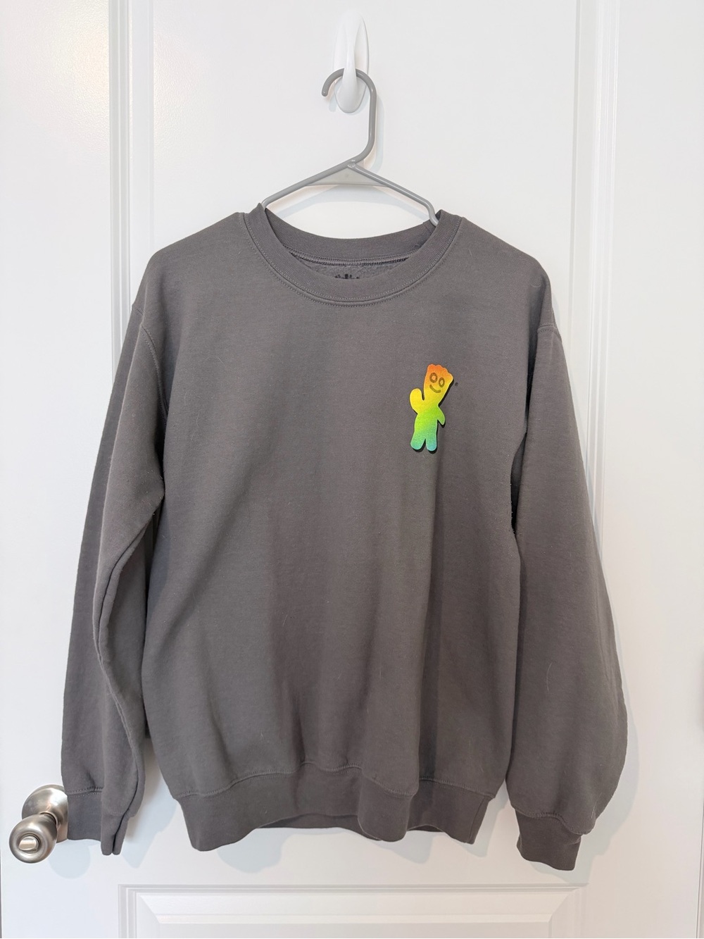 Charcoal Crewneck Sweatshirt with Gradient Patch